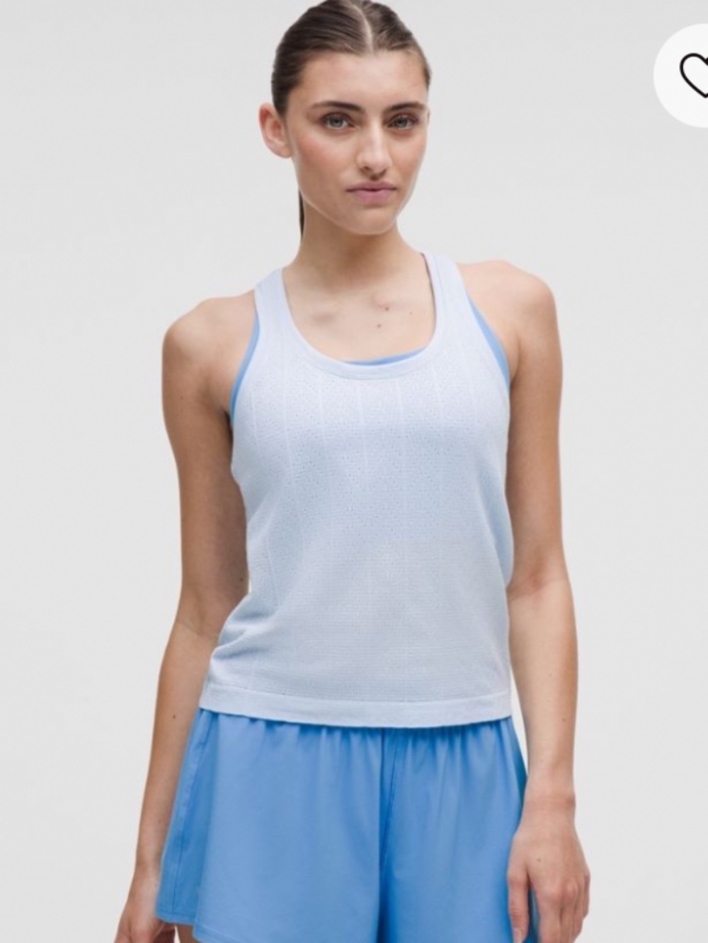 NWT Lululemon Swiftly Pointelle Racerback Tank Race Length Starch Blue Dot